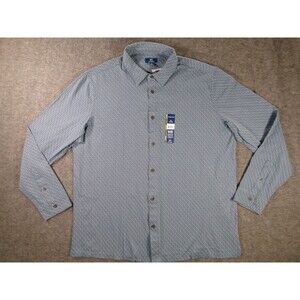 George Shirt Mens XL Long Sleeve Knit Button Down Patterned Blue Weathered